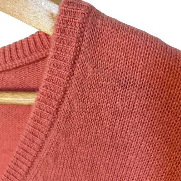 Sail To Sable Wool Sweater Women S Classic V Neck Side Vents Soft Pink - Picture 3 of 6